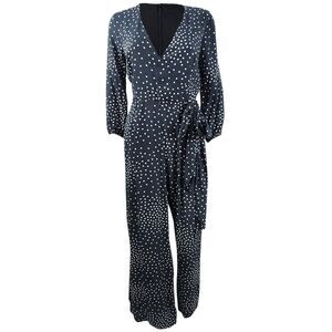 Taylor Women's Polka-Dot Surplice Jumpsuit  - Black/Ivory